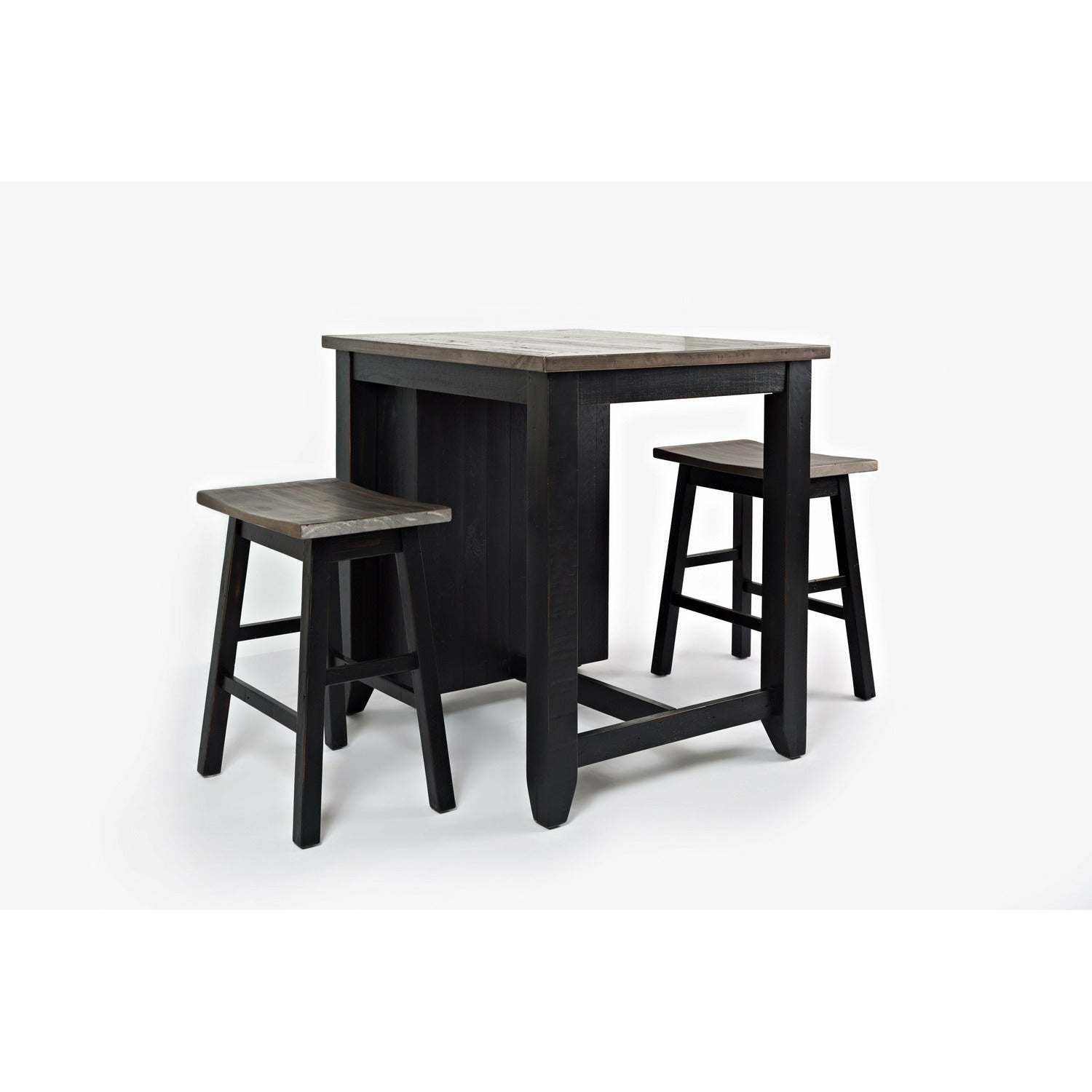 Madison County 3PC Counter Height dining With Shelves With 2 Saddle Stools- Multiple Color Options - Chapin Furniture