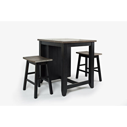 Madison County 3PC Counter Height dining With Shelves With 2 Saddle Stools- Multiple Color Options - Chapin Furniture