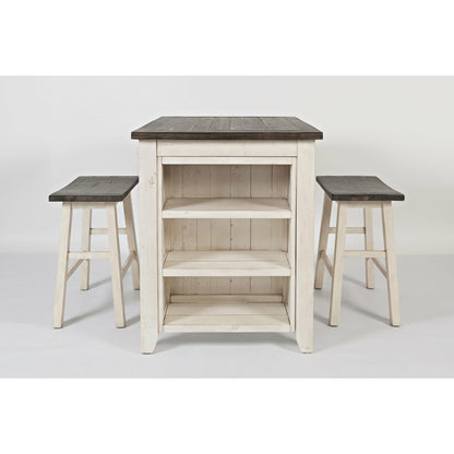 Madison County 3PC Counter Height dining With Shelves With 2 Saddle Stools- Multiple Color Options - Chapin Furniture