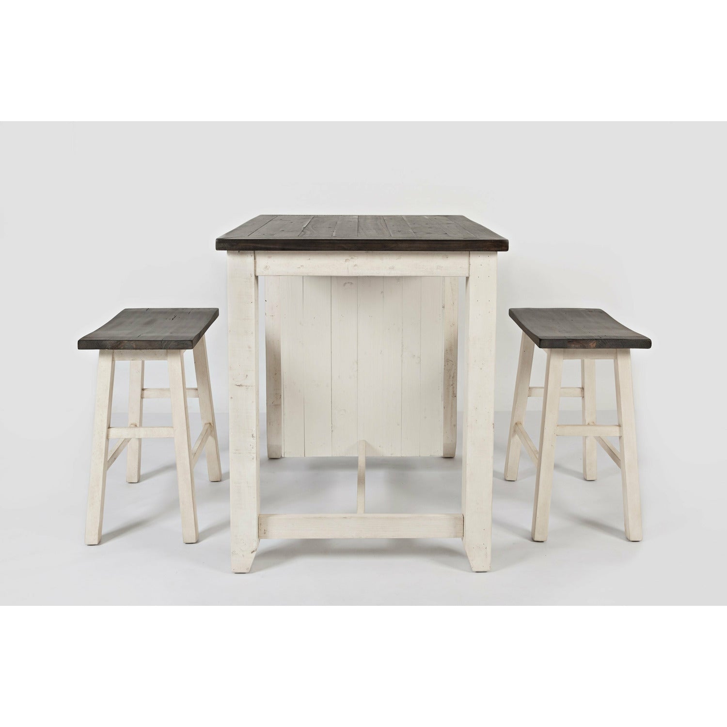 Madison County 3PC Counter Height dining With Shelves With 2 Saddle Stools- Multiple Color Options - Chapin Furniture