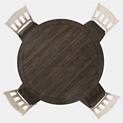 Madison County Counter Table With Storage Base WITH 6 Ladderback Counter Stools - Chapin Furniture