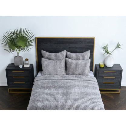 Bari Velvet Gray Quilt Set - Chapin Furniture
