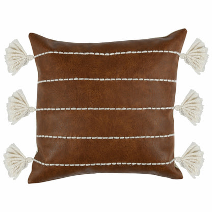 Ezekiel Vegan Leather Brown 18x18 Pillow- Set of 2 - Chapin Furniture