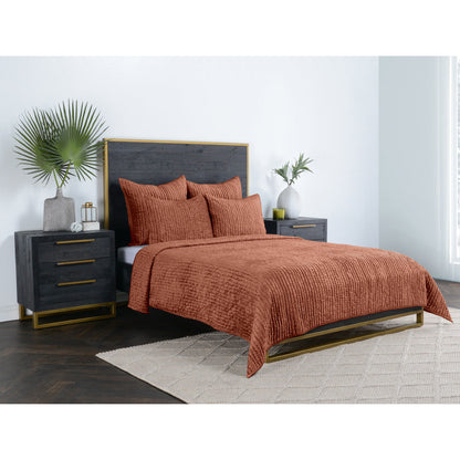 Bari Velvet Terra Cotta Quilt Set - Chapin Furniture